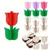 6/10/12Pcs DIY Tulip Unfinished Wooden Slices Flowers Ornaments for Painting