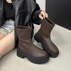 2025 Skinny Autumn Thick-soled Pile Short Boots Women's Martin Boots Skinny Boots Small Versatile Elastic Boots New Boots