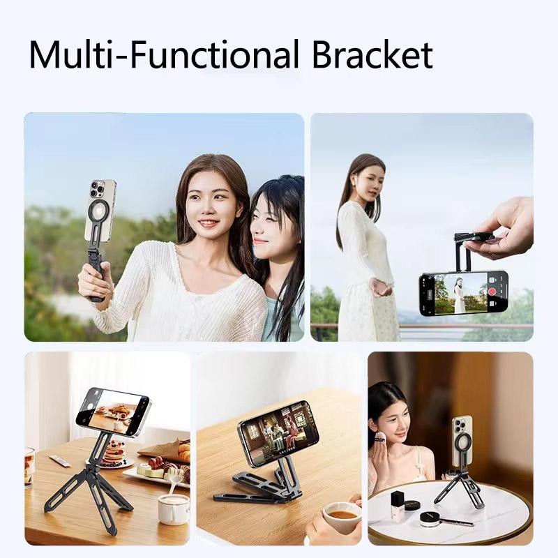 Foldable Magnetic Tablet Phone Holder Handle Phone Tripod Mount W Arca ColdShoe Desk Mount for iPhone 16/15/14/13 XIAOMI Magsafe