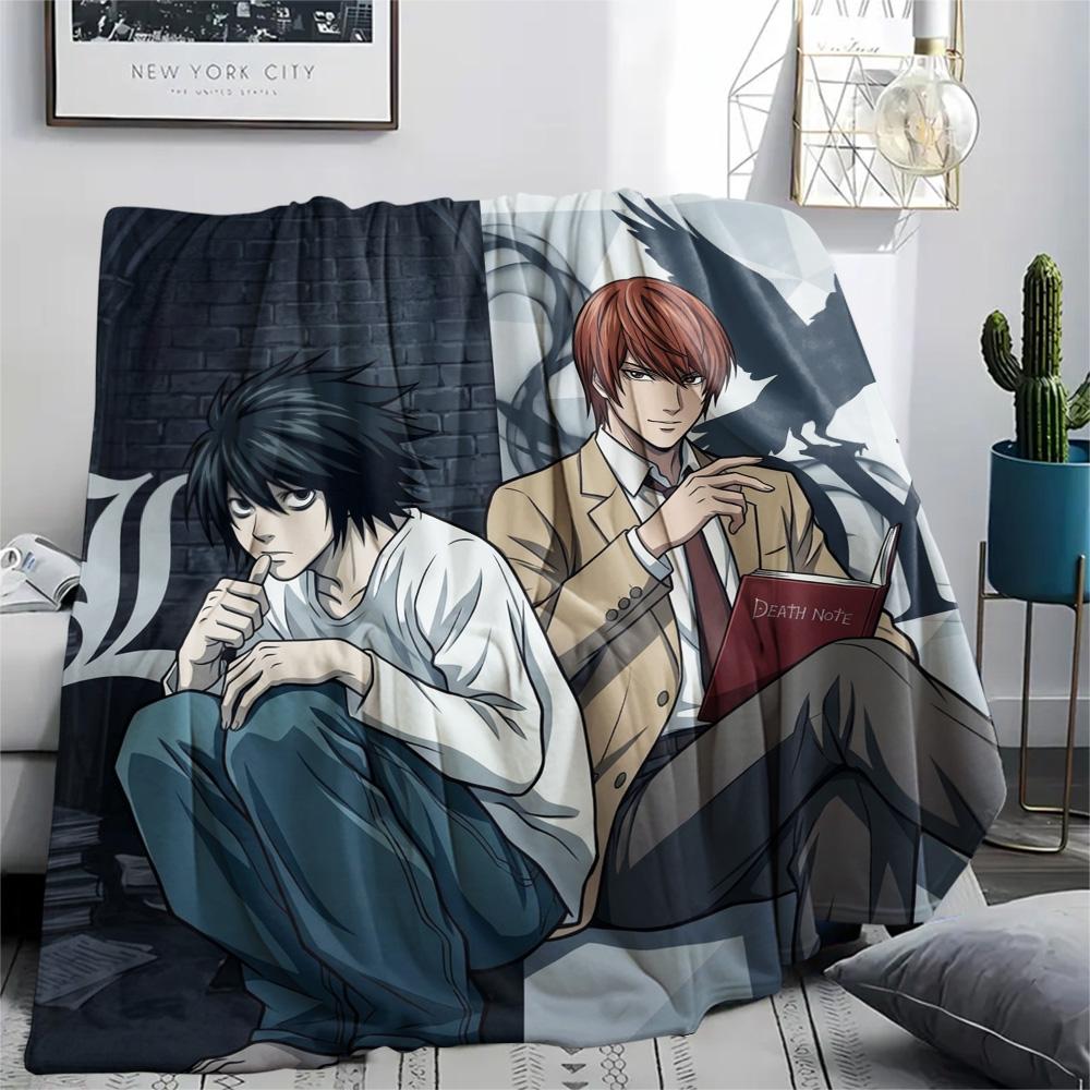 1PC Death Note Patterned Flannel Blanket Suitable For All Seasons For Home Decor Warmth And Comfort Gifts Holiday Present
