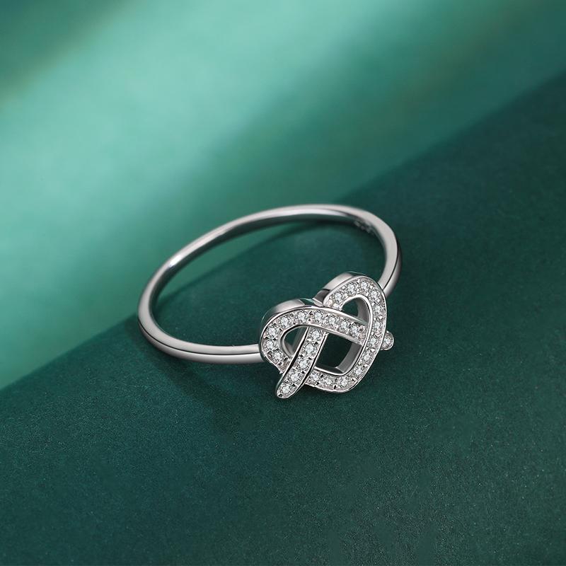Classic Love Shape S925 Silver Ring for Women's Opening Adjustable Engagement Ring Sterling Silver Jewelry Birthday Gift Party Ring