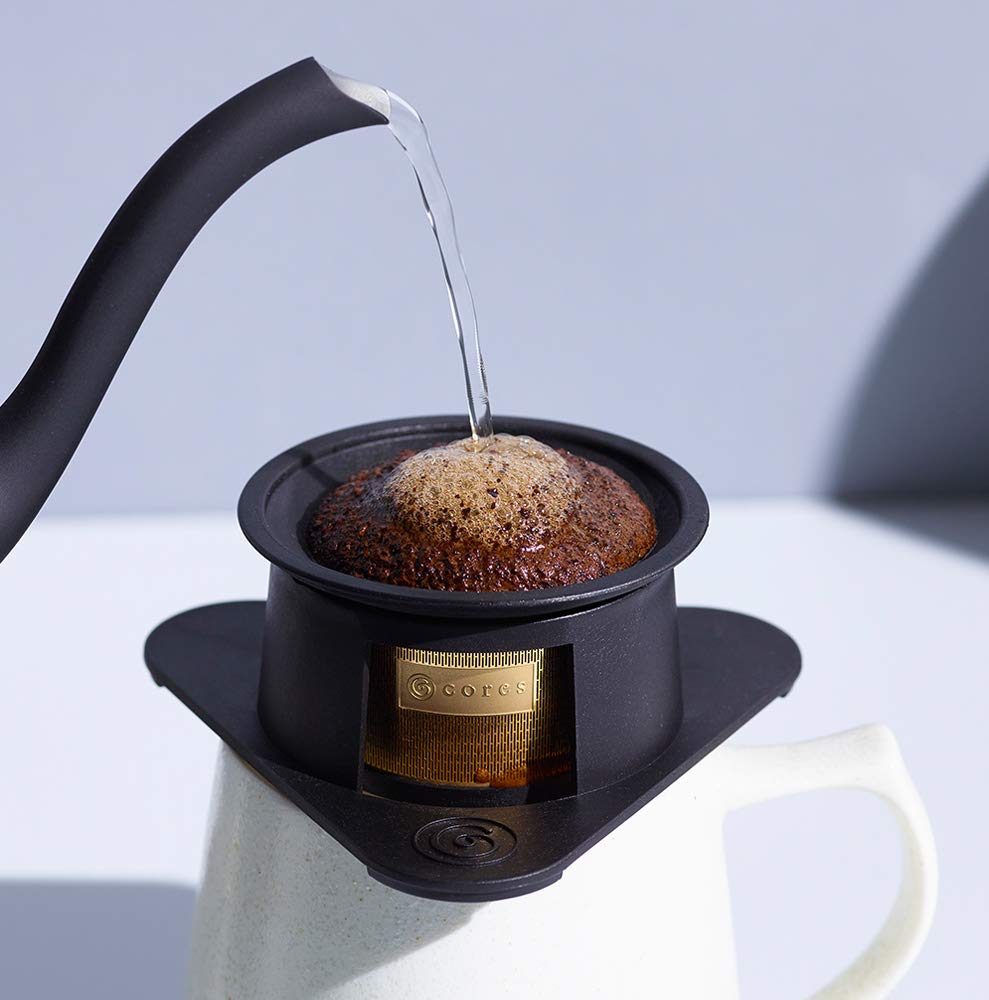 cores Coffee with Maruyama Gold 1 No Paper Filter Original Dripper, Co-developed Coffee, Filter, Black, Cup, C211BK, Required, Flavor, Aroma,