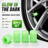 4PCS Glow In the Dark Tire Valve Caps Universal Protective Dustproof Stem Covers for Cars SUVs Motorcycles Bicycles E-Bikes Valve Stems 1