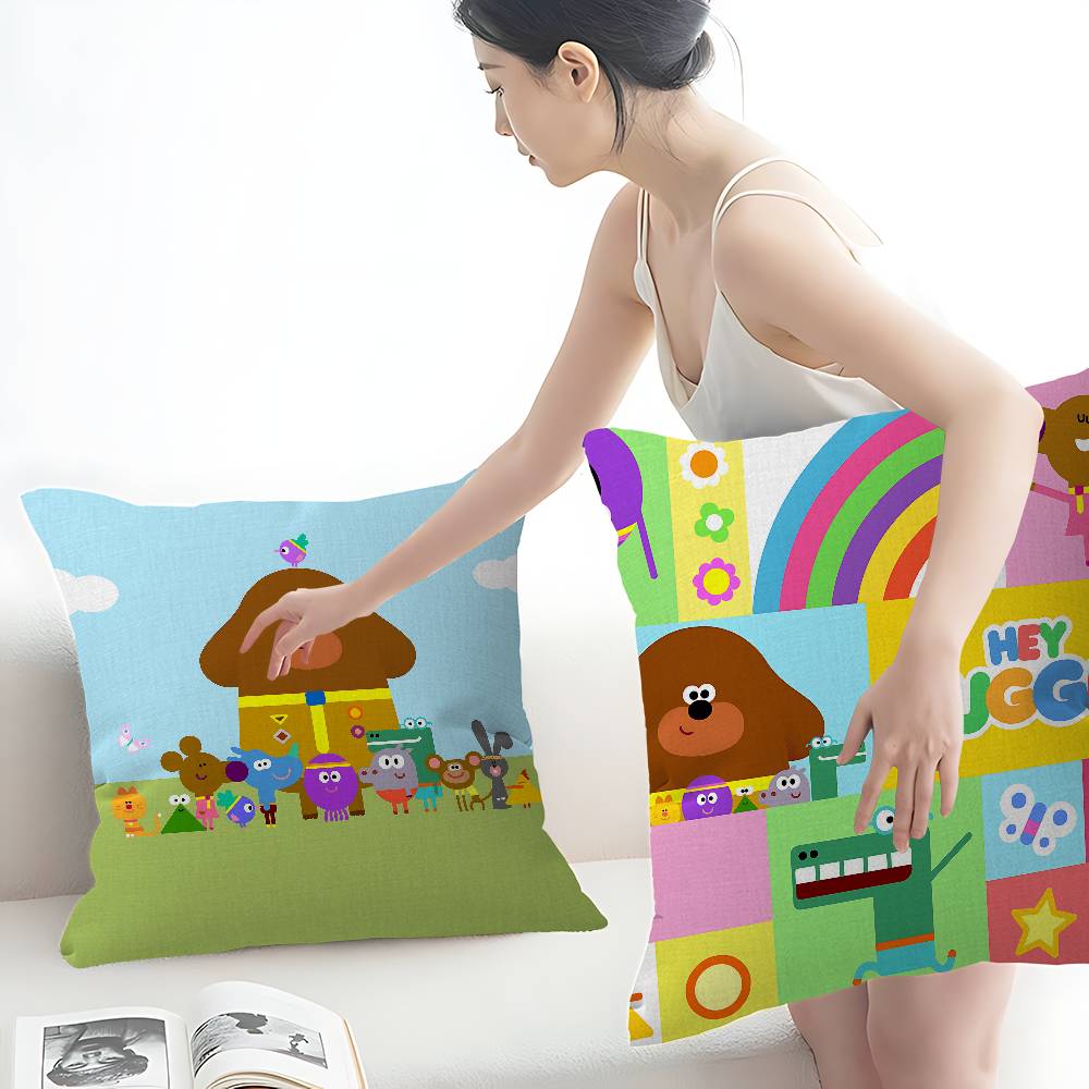 Cartoon Hey-D-Duggee Maple Design Cushion Cover Happy Autumn Harvest Decor Holiday Decorati Pillow Cover
