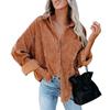 Women's Casual Solid Color Lapel Long Sleeve Corduroy  Jacket