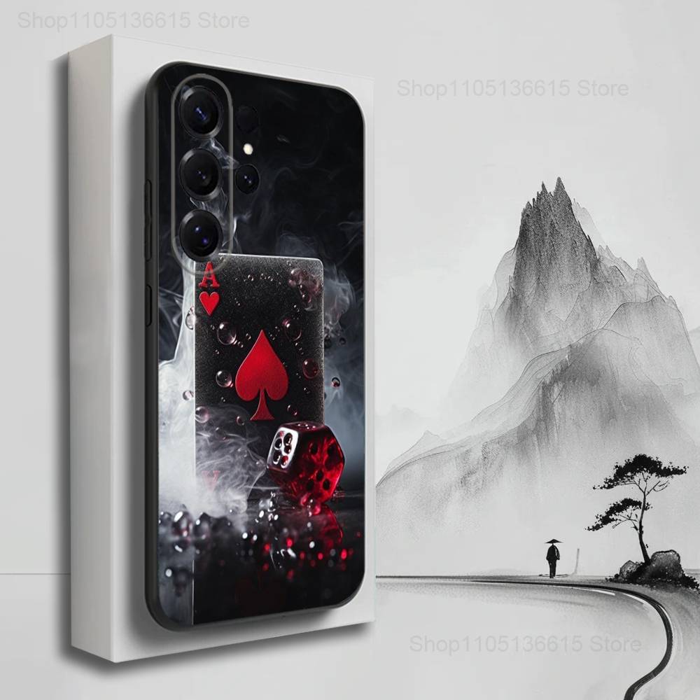 Poker Dream Ace Phone For Samsung S22,S25,S24,S23,Ultra,FE,Plus,S21,S20,S10,S9,Lite,Soft Silicone Black