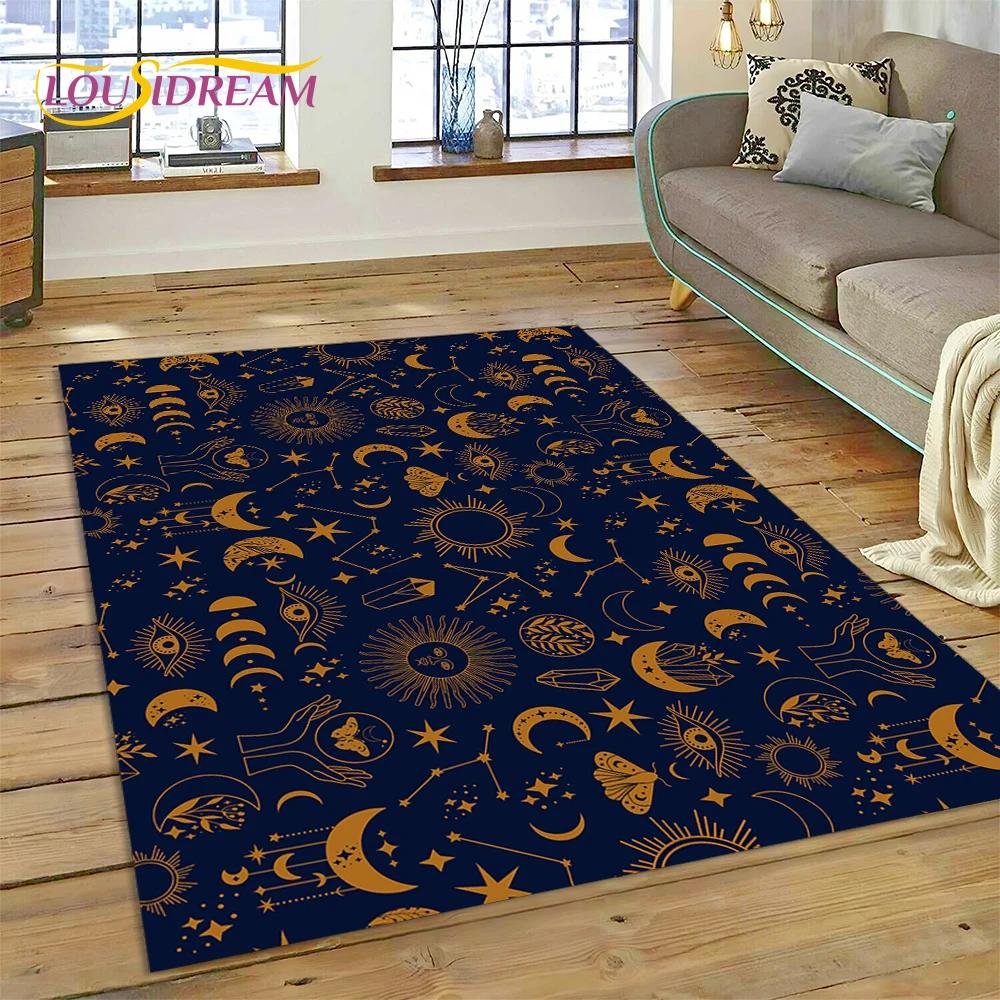 Sun Moon Mandala Magic Witchcraft Tarot Carpet Rug for Home Living Room Bedroom Sofa Doormat Decor,Area Rug Non-slip Floor Mat