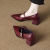 83656-1 Huidong County Daling Schuhe Mary Janes Damenschuhe Dicker Absatz Hohe Absätze Frühling Einzelne Schuhe Damen Spitz Kleine Lederschuhe