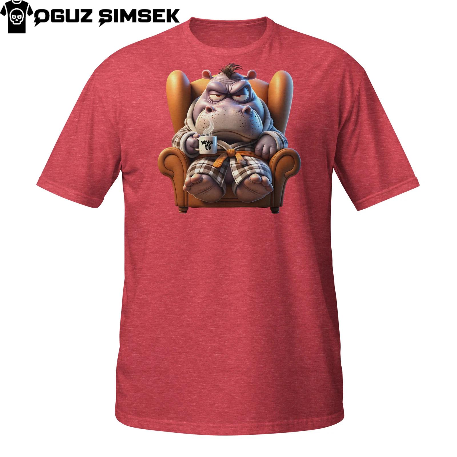 Grumpy Hippo Coffee T-Shirt Mens Womens Tees Top | Lazy Mood Humor | Sarcastic Morning Tee XL