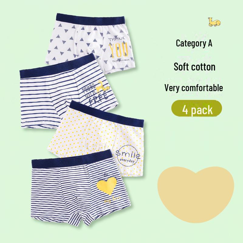 New Boys' Pure Cotton Boxer Shorts for Toddlers, Ages 2+