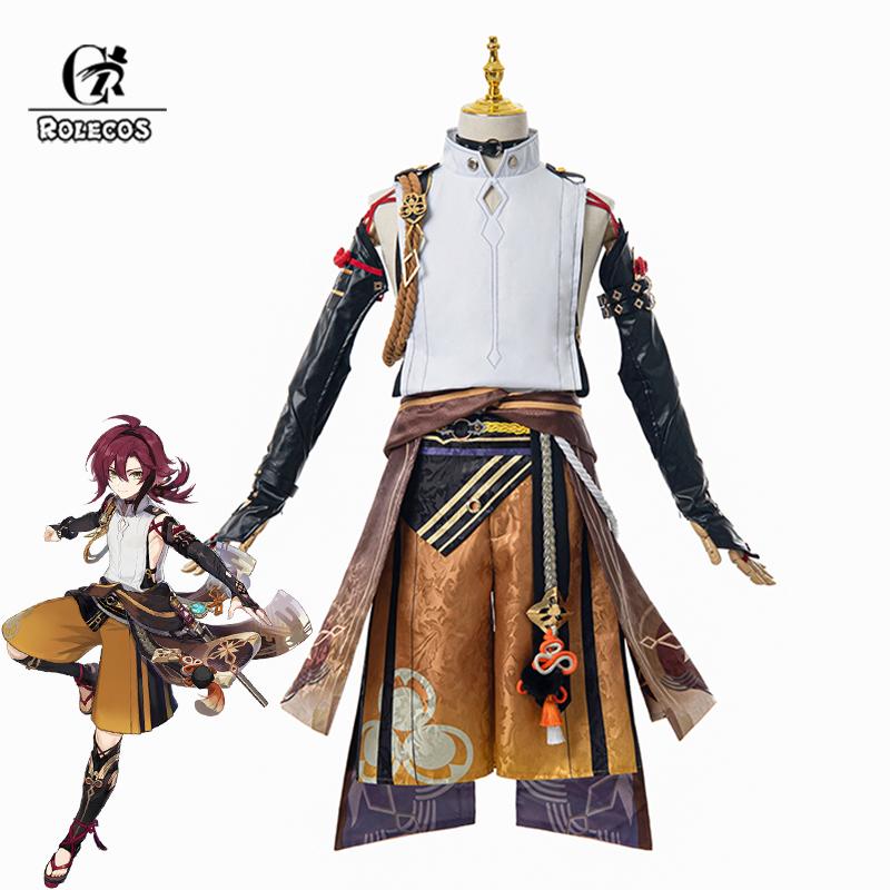 ROLECOS Game Shikanoin Heizou Cosplay Costume Brown Men Cosplay Costume Halloween Top Pant Uniform Full Set