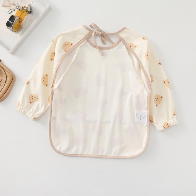Reusable Waterproof Art Smock for Eating Feeding Drooling Bib Apron with Pocket Baby Toddler Long Sleeved Bibs Scarf