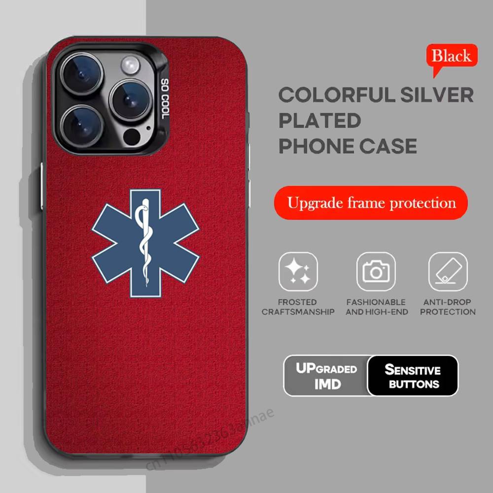 

EMT EMS Ambulance Phone Case For iPhone 17,16,15,14,13,12,11,Pro,Max,Plus,Mini,X,XS,XR,8,S,SE Soft Black Case iPhone16plus