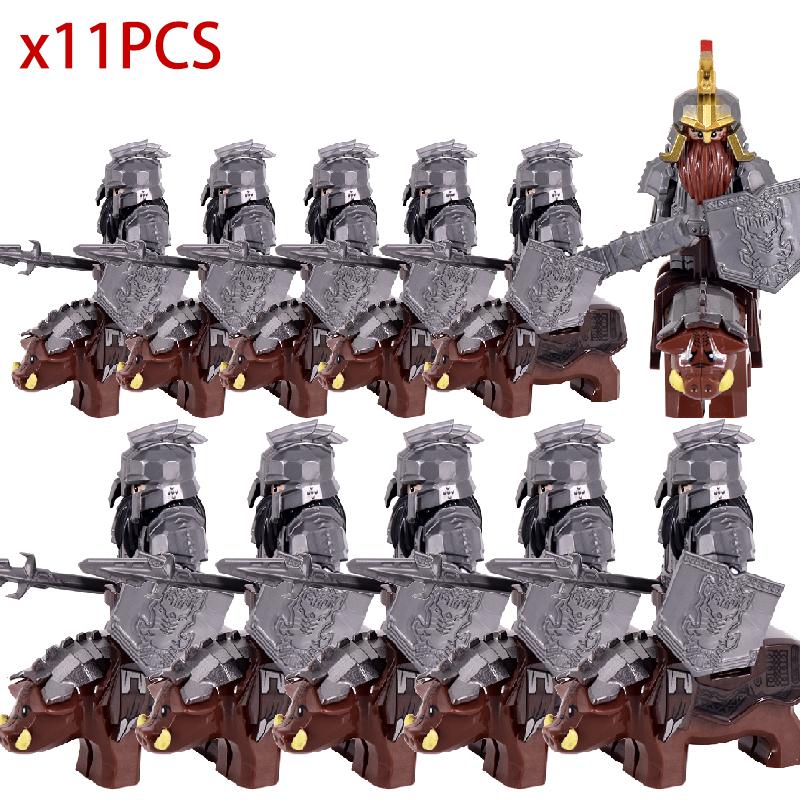 MOC Medieval Uruk-hai Orc Soldiers Raider Vargr Wolf Mount Knights Mini Figurine Building Block Set Educational Toy for Kids
