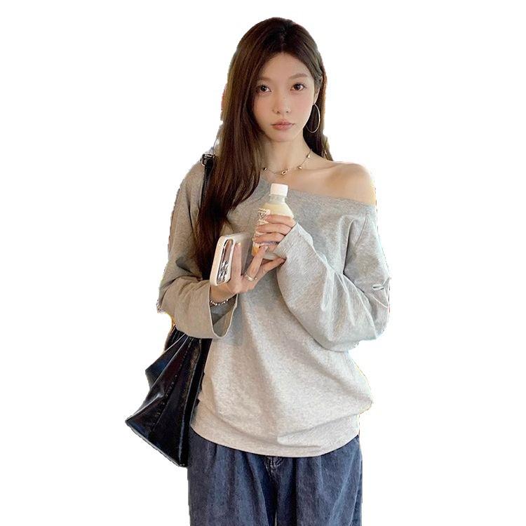 Autumn 2025 Women's Versatile Off-Shoulder Long-Sleeve Top