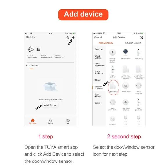 Tuya Smart WiFi Door Sensor Smart Home Open Close Detector Smartlife App Control Notification Compatible with Alexa Google Home