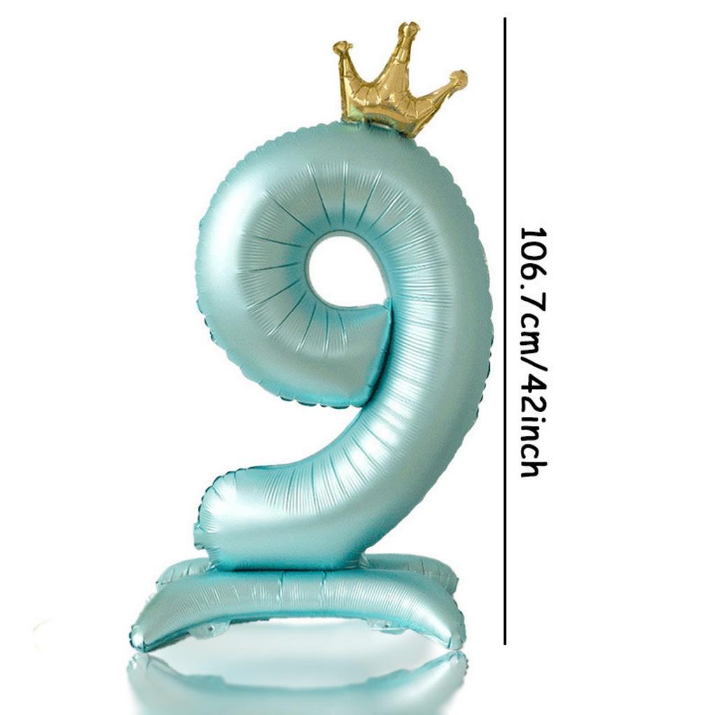 42inch 0-9 Blue Crown Number Balloons Princess Theme Happy Birthday Party Kids Adult Decor Baby Shower Globos Anniversary Decor
