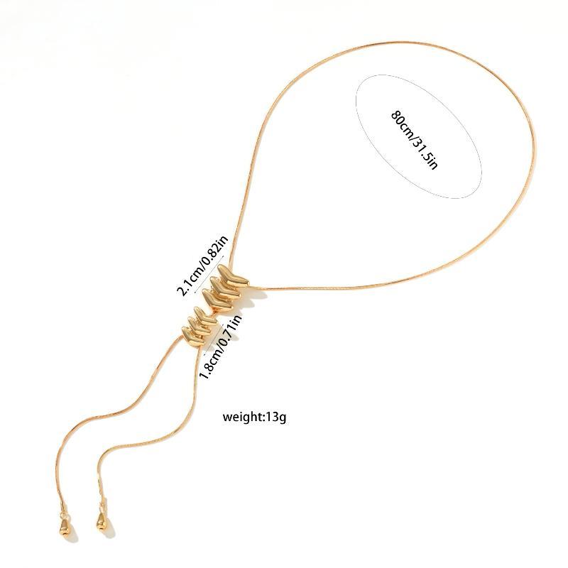 Women's Long Tassel Pendant Choker Retro Fishbone Adjustable Thin Link Necklace for Cocktail Party Jewelry