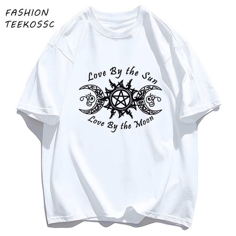 Love By The Sun And Moon Print Mens TShirt Casual Summer T Shirts Oversize AllMatch Man Streetwear Cotton Hip Hop Clothing