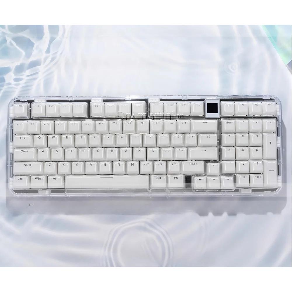136 Key Crystal Transparent MDA Type Keycap Set PC+PBT White Pink Jelly Caps for MX Mechanical Keyboard