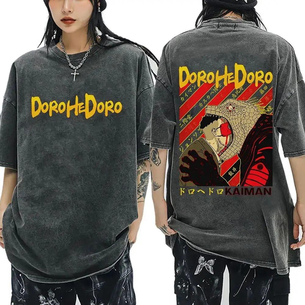 New Arrival Mens Clothes Tee Shirt Homme Graphic T-Shirts Men Tshirt Japanese Anime Dorohedoro Kaiman Vintage Washed