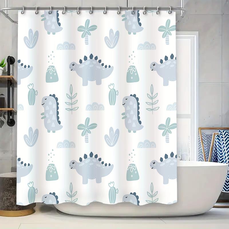 

Baby Shower Curtain Dinosaurs Cartoon Waterproof Bathroom Decor Shower Curtain With Hooks 60X72 Gray W60H190(CM)-1 Pcs