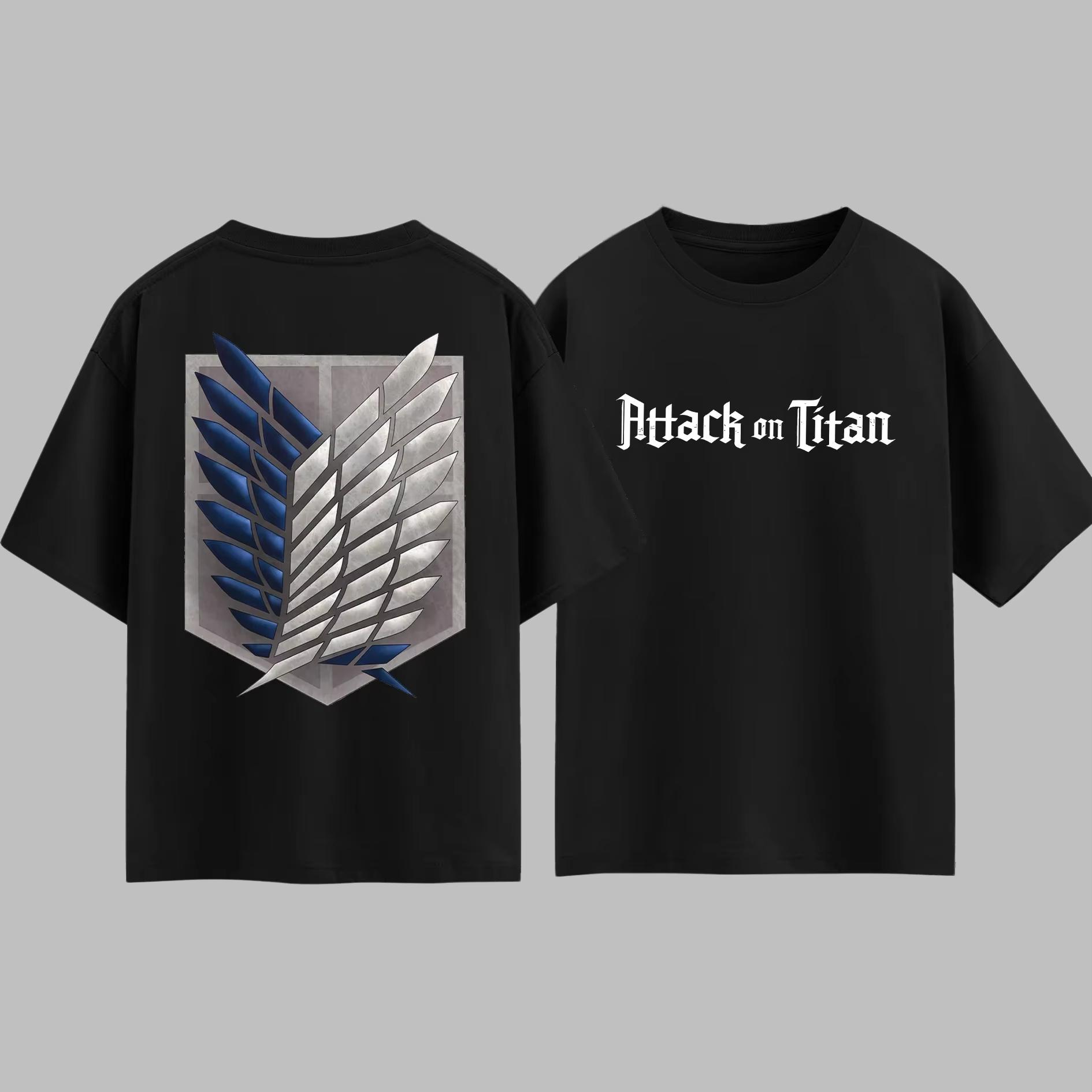 

Japanese Anime Attack on Titan Survey Corps Tshirt Unisex Women Cotton Summer Top Harajuku Style Fashion Short Sleeved Tee shirts L