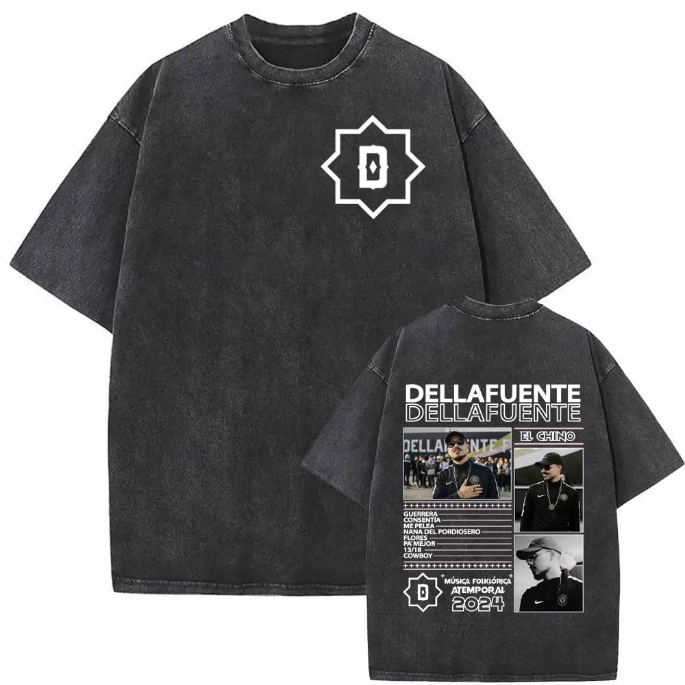 Rapper Dellafuente Tour Vintage Washed Tshirt Unisex Women Short Sleeve Hip Hop Tshirt Oversized Cotton Casual T Shirts