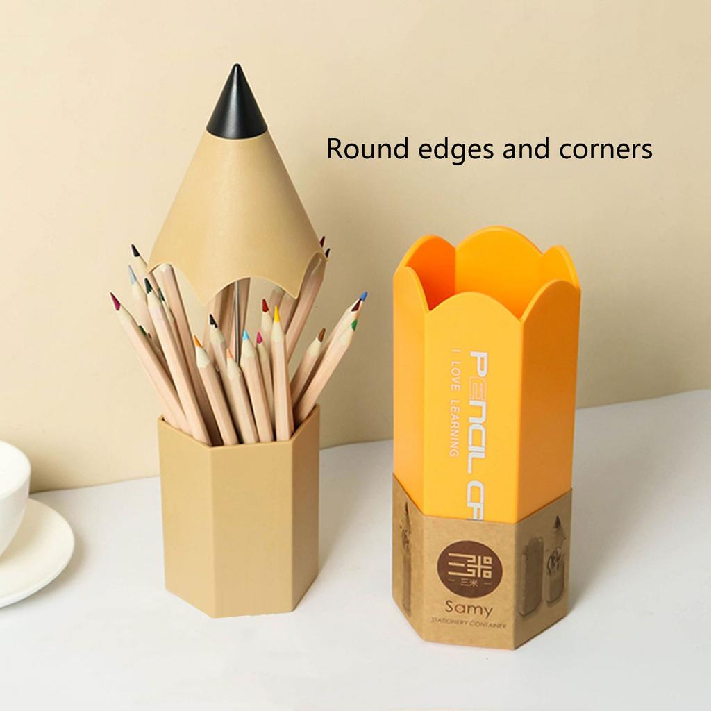 Students Pencil Shaped Pot Pen Holder Colorful Vase Pencil Container Desktop Accessory Stationery Storage Organizer Case