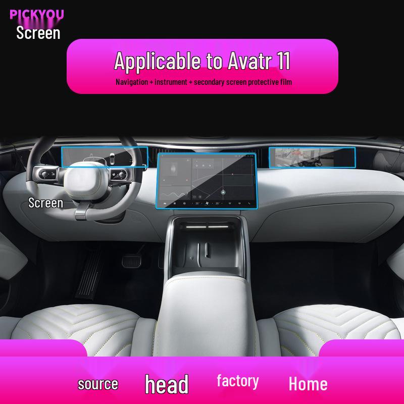25 Model Avatr 12 Navigation Tempered Film, Central Control Screen Protector & Instrument Protective Film for Car Modification