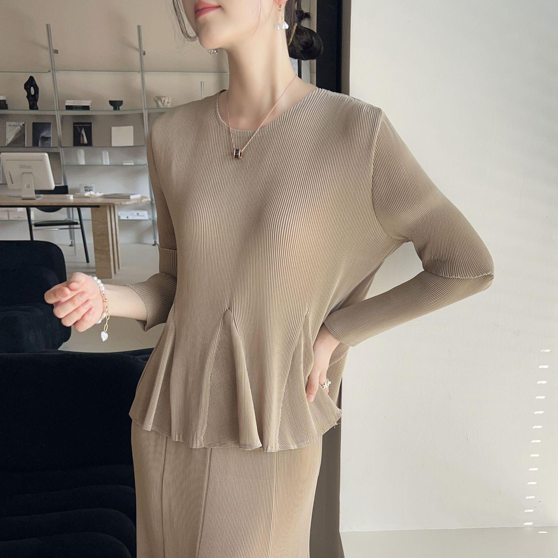 2026 Spring Miyake High-End Pleated Ruffle Top One Size