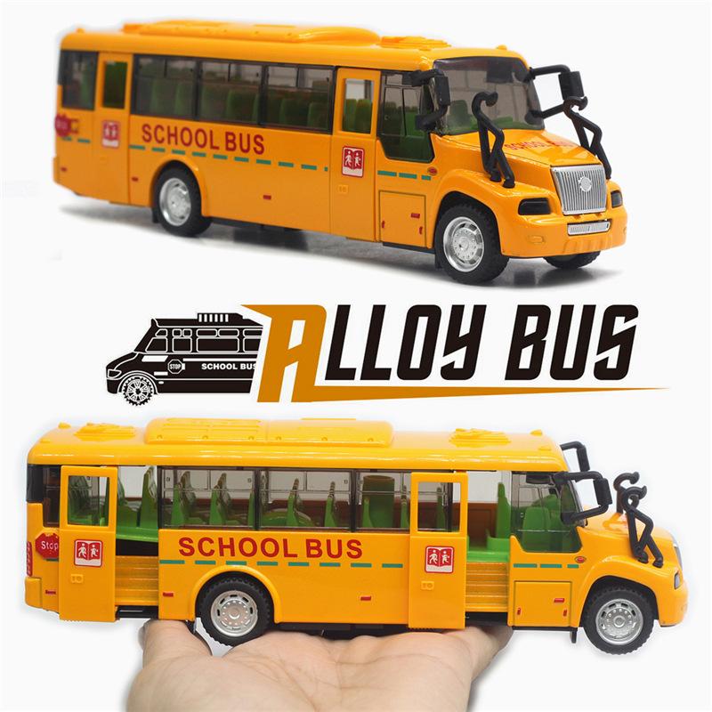 1/32 Model School Bus, Casting Alloy Openable Door Toy Car with Lights Sounds Fuel System Parts for Boy Girl Combustion Engines Parts