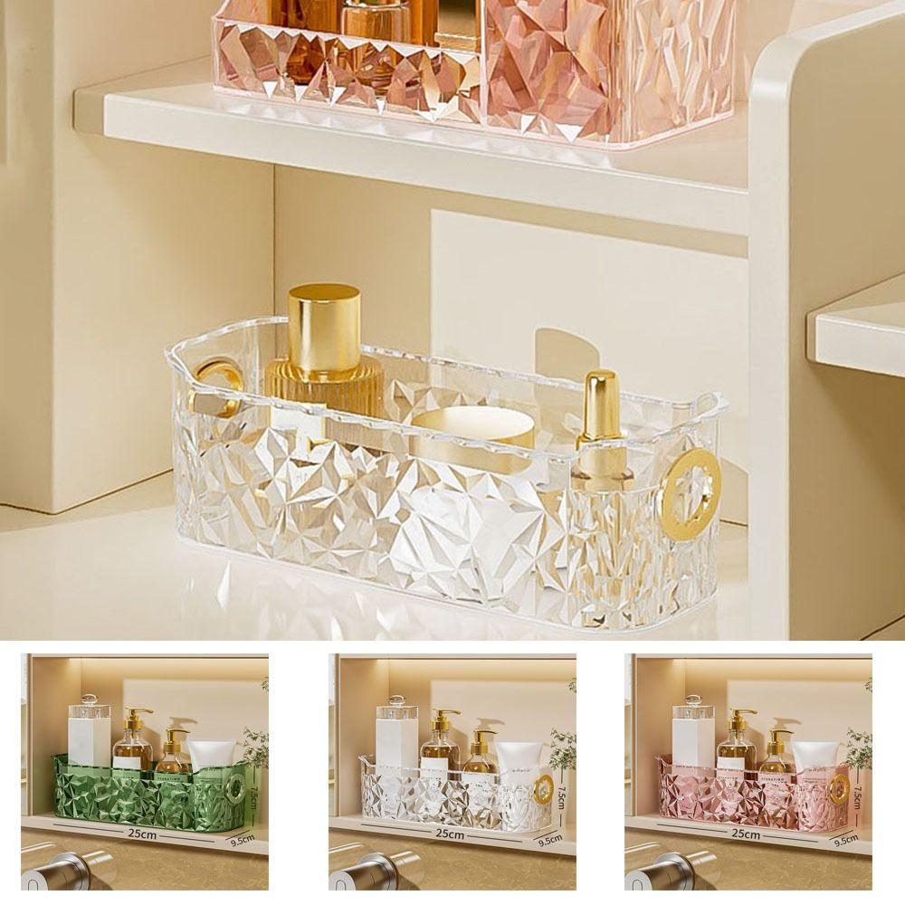 

Plastic Cosmetic Storage Box Diamond Pattern Lipstick Brush Storage Holder Kitchen