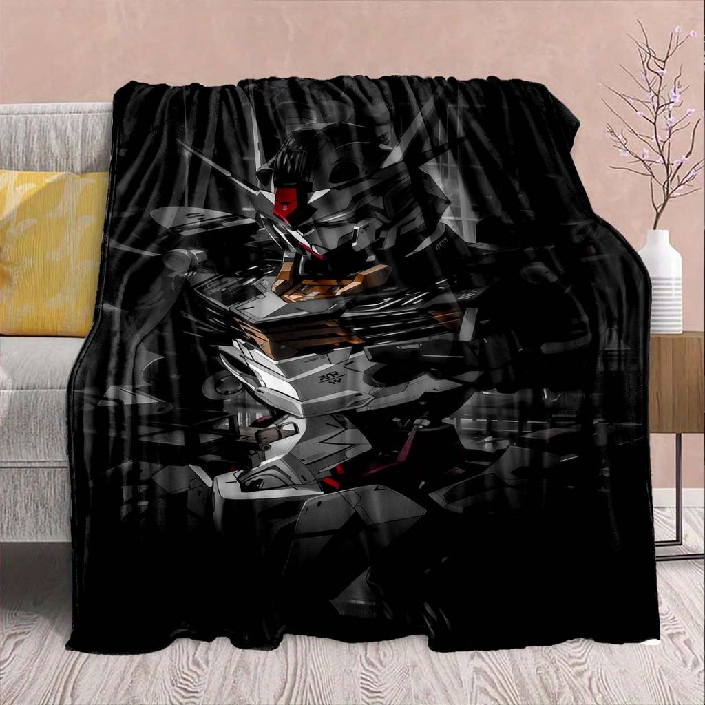 Gundam Anime Flannel Blanket - Soft Warm Perfect for Sofa, Bedding Camping Travel Office Home Decor -QJY