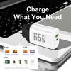 65W GaN QC 3.0 PD Fast Charger, USB, EU/US Spec, 9V/12V Compatible for Laptop