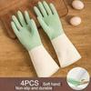 4pcs Waterproof Housework Cleaning Gloves Kitchen Cleaning Latex Laundry Dishwashing Gloves Wear Resistant Rubber Gloves