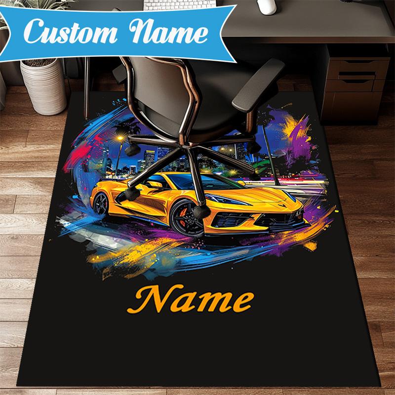 Custom Name School Bus Adventure Rug Game Carpet, Floor Mat for Bedroom Living Room Entryway Rug, Home Decor Idea Gift for Christmas birthday