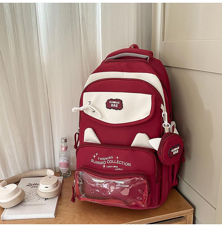 Schoolbag new high-value Japanese college style fresh and sweet contrasting color splicing backpack junior high school students lightweight backpack