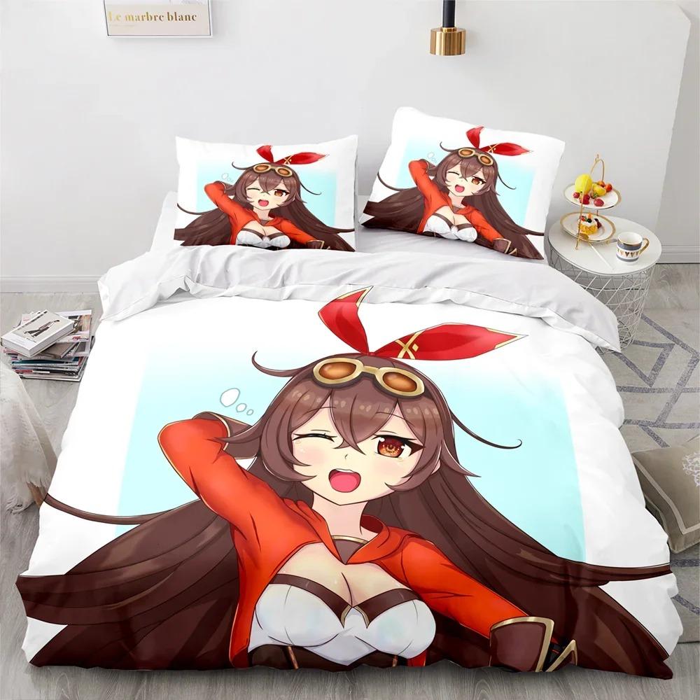 Genshin Impact Bedding Set Single Twin Full Queen King Size Game Anime Bed Set Aldult Kid Bedroom Duvetcover Sets 3D Print Anime
