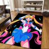 Sailor Moon3 Flanellmuster Quadratischer Teppich, Läufer, Teppich für Wohnzimmer Schlafzimmer Sofa Spielzimmer Dekor, Rutschfeste Fußmatte