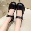 preppy style patent leather Women's leather shoes Low Heel Round Toe Mary Jane Single Shoes with Ankle Buckle Leather Shoes