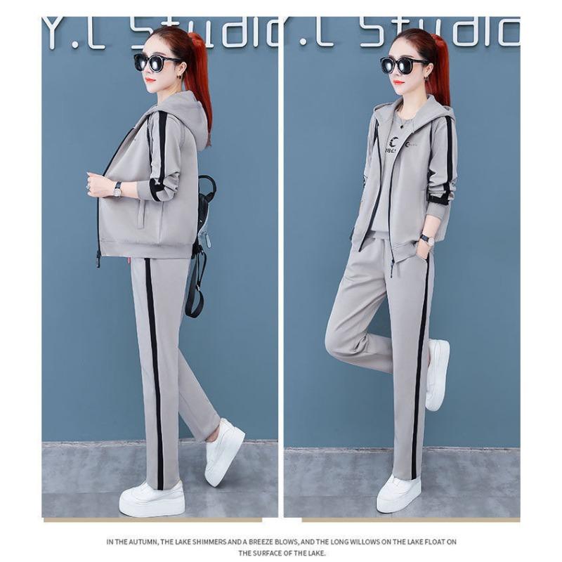 Sportswear Set, Hoodie Three Piece Set, Cardigan, Middle-aged and Elderly Women's Spring and Autumn Set
