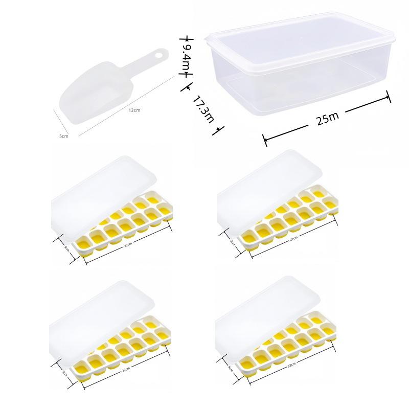 Cross-Border Ice Cube Tray - 14 Grids with Lid, Large Capacity Mold for Household Ice Storage