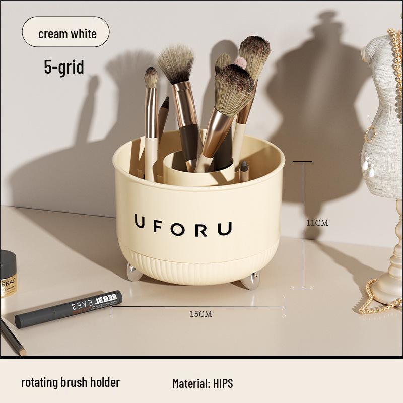 uForu Rotating Cosmetic Organizer: Spacious Compartmented Holder for Skincare, Lipstick, and Office Supplies
