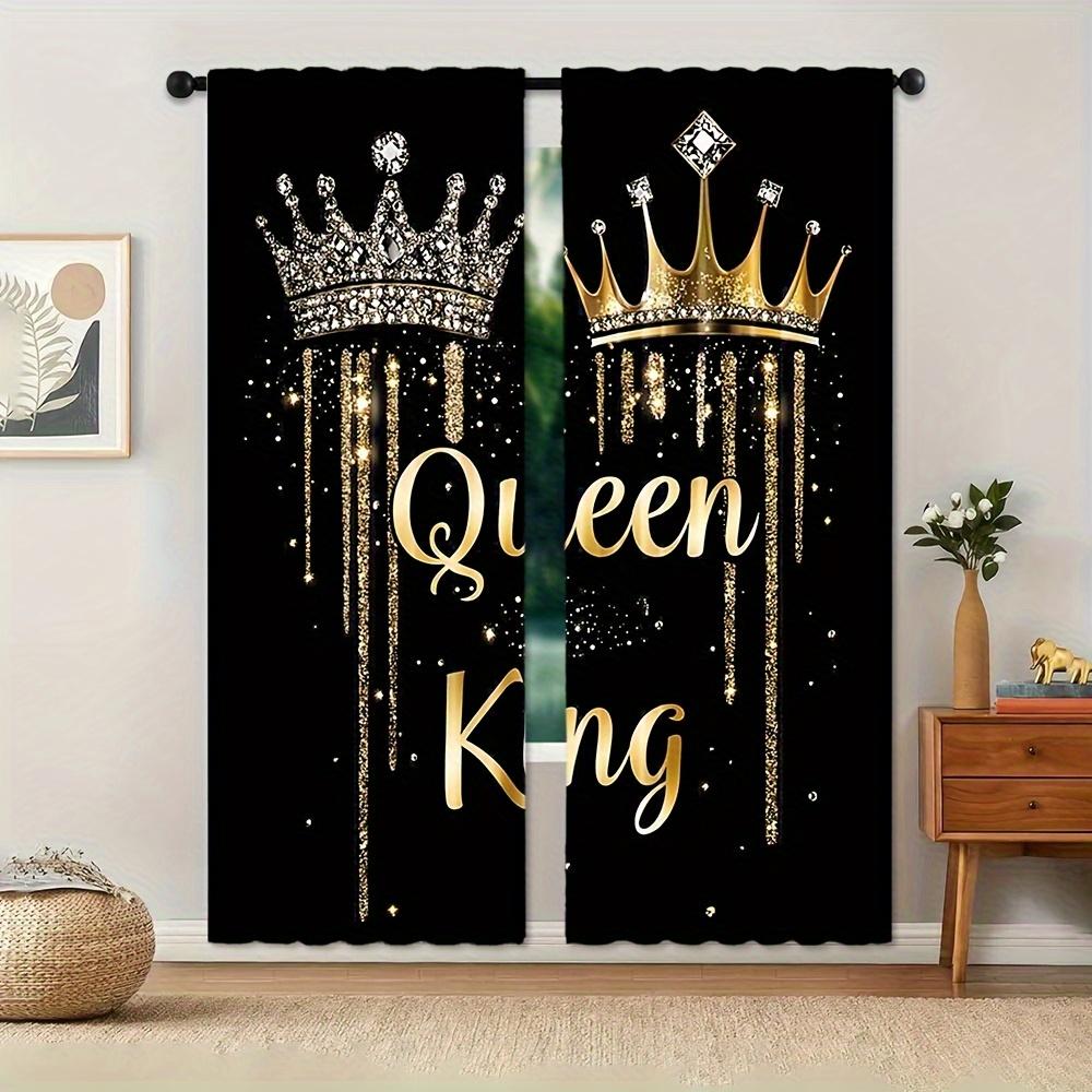 

2 штуки штор с принтом золотой короны, шторы с кулиской 42*84, украшение для дома, украшение комнаты 14Wx39L(35x100CM)x2