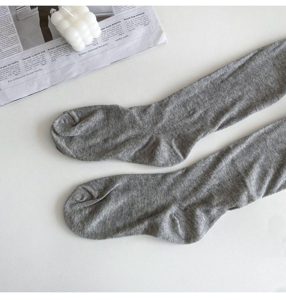 Women's Gray Sheer Thin Leggings - Spring/Summer Solid Color Cotton Knit Tights