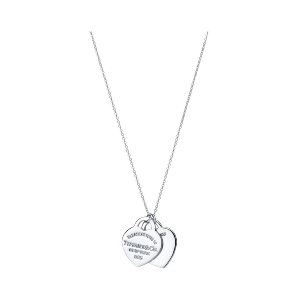 Tiffany & co. Terug naar Tiffany Blue Dubbel Hart Tag Hanger Klein Sterling Zilver