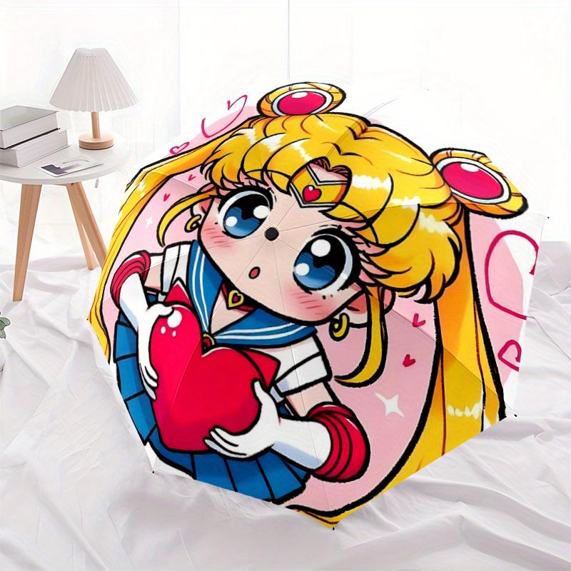 

1pc Sailor Moon Holding a Heart Automatic Opening and Closing Folding - A Good Choice for Gifts, Fashionable and Convenient Umbrella With Cute Cartoon