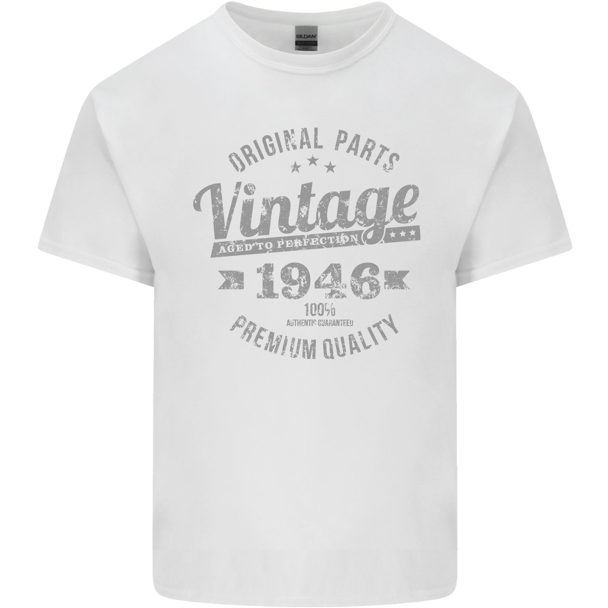 Vintage Year 80th Birthday 1946 Unisexs Light Cotton TShirt White S