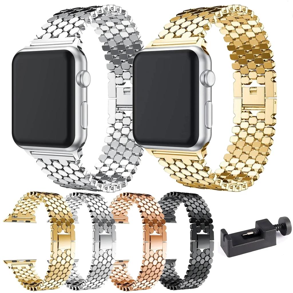 Stainless Steel Bands For Apple Watch Series 9 8 7 6 SE 5 4 3 Ultra2 1 Band49 38 42 40 44 41 45mm Bracelet Loop For Iwatch Wrist